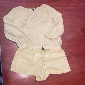 Gap button down and short set.